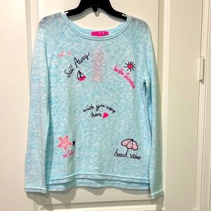 Lilly Pulitzer Danette Embroidered Sweater Blue Sailabration Size Small NWT